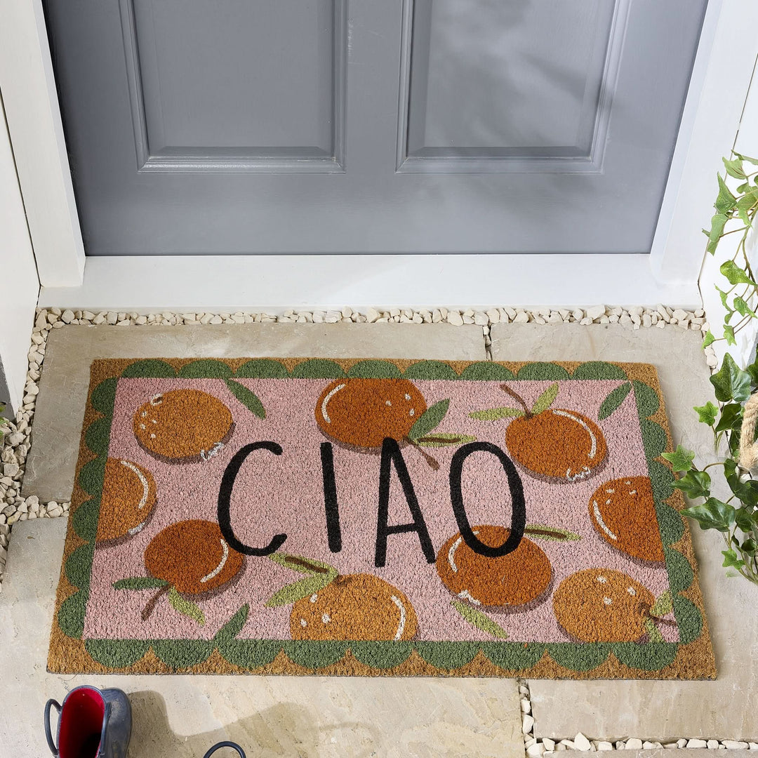 My Mat Printed Coir Doormat Ciao Orange 45x75cm - beUNIQ - 45x75cm doormat - ciao orange mat