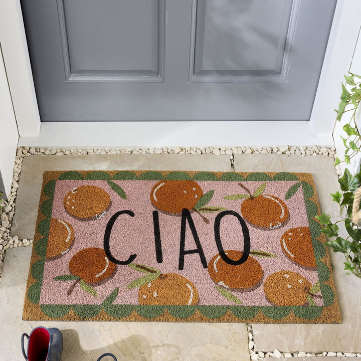 My Mat Printed Coir Doormat Ciao Orange 45x75cm - beUNIQ - 45x75cm doormat - ciao orange mat