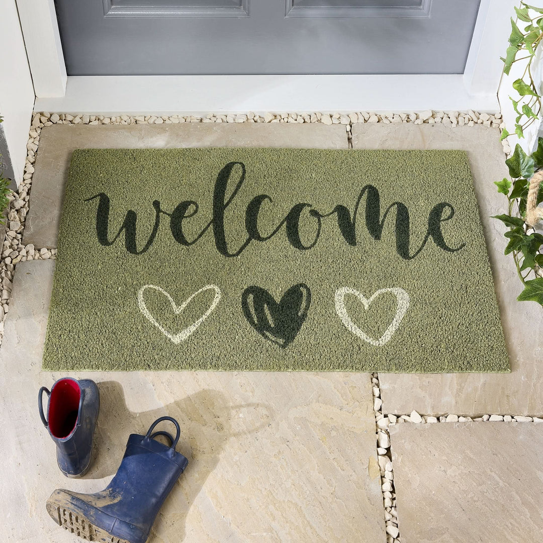 My Mat Printed Coir Welcome Sage Doormat 45x75cm Green - beUNIQ - coir doormat - Created by Product Upload
