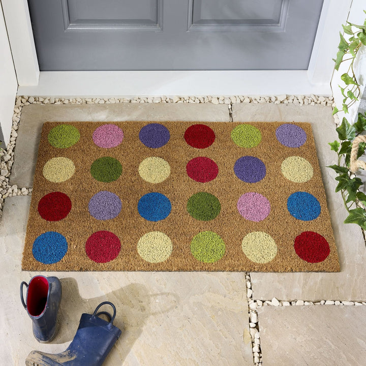 My Mat Printed Coir Doormat Multicoloured Spots 45x75cm - beUNIQ - 45x75cm - Coir Doormat
