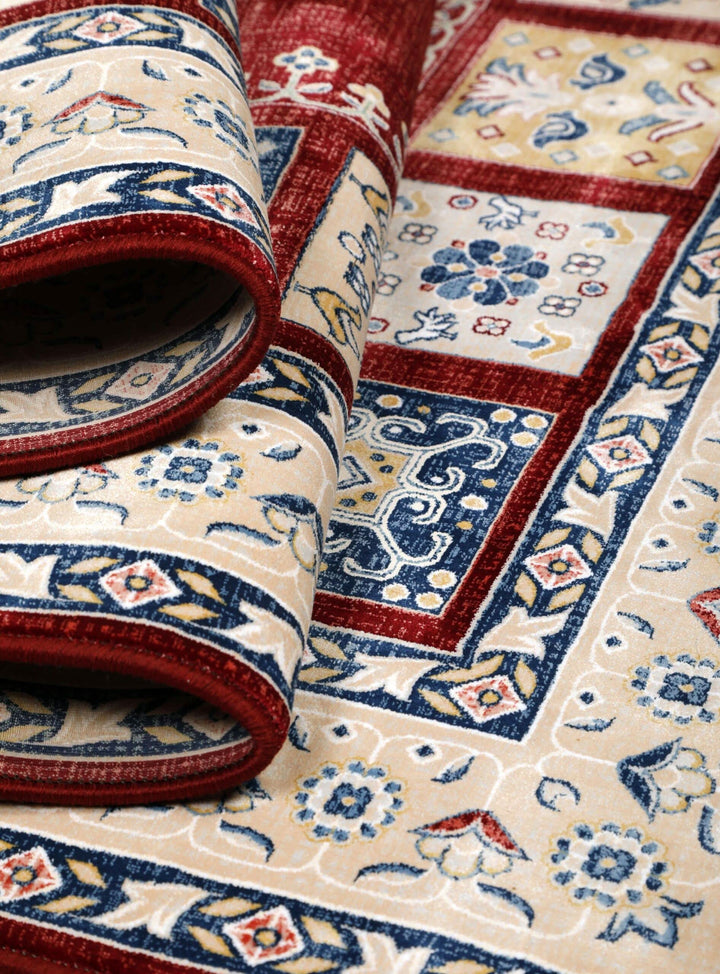 Minimalist Area Rug EL012 Cream Red Soft Polypropylene - beUNIQ - Cream and Red Rug - 60cm x 180cm - Created by Product Upload