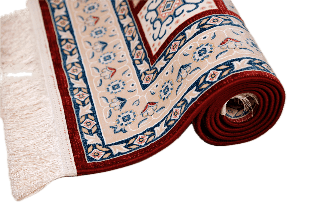 Minimalist Area Rug EL012 Cream Red Soft Polypropylene - beUNIQ - Cream and Red Rug - 60cm x 180cm - Created by Product Upload