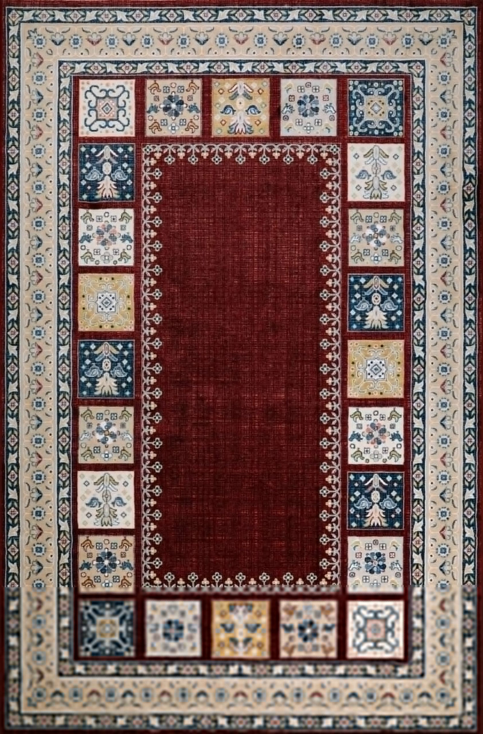 Minimalist Area Rug EL012 Cream Red Soft Polypropylene - beUNIQ - Cream and Red Rug - 60cm x 180cm - Created by Product Upload