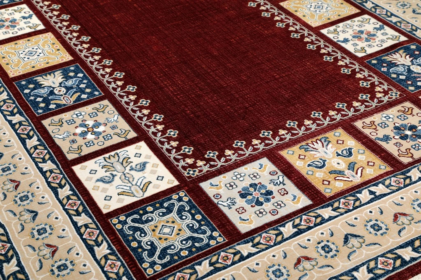 Minimalist Area Rug EL012 Cream Red Soft Polypropylene - beUNIQ - Cream and Red Rug - 60cm x 180cm - Created by Product Upload