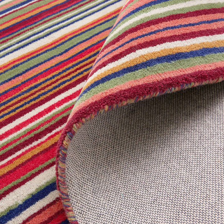 Origins Fine Stripes Multi Coloured Hand Loomed Wool Rug - beUNIQ - Created by Product Upload - 067X200 - hand loomed rug