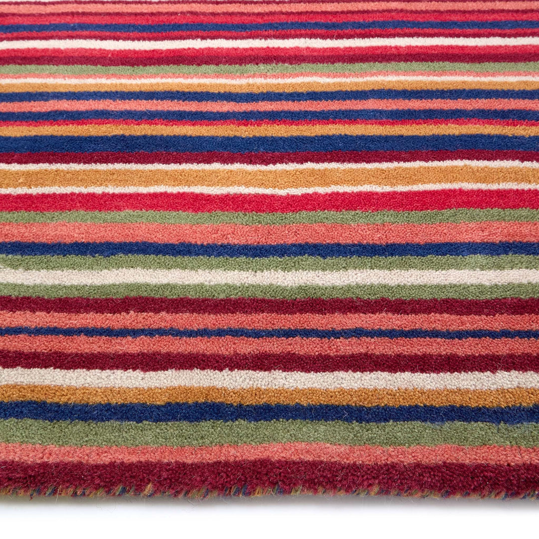Origins Fine Stripes Multi Coloured Hand Loomed Wool Rug - beUNIQ - Created by Product Upload - 067X200 - hand loomed rug