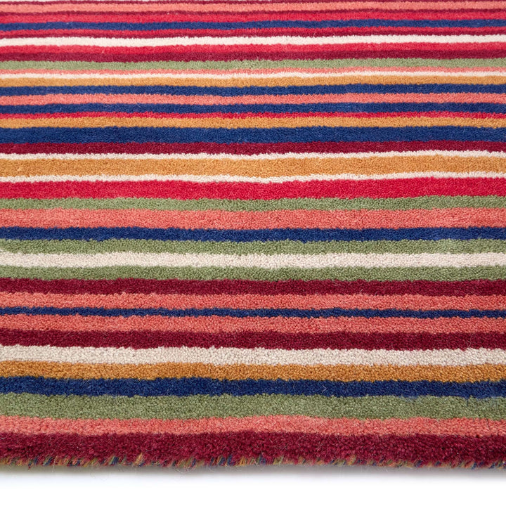 Origins Fine Stripes Multi Coloured Hand Loomed Wool Rug - beUNIQ - Created by Product Upload - 067X200 - hand loomed rug