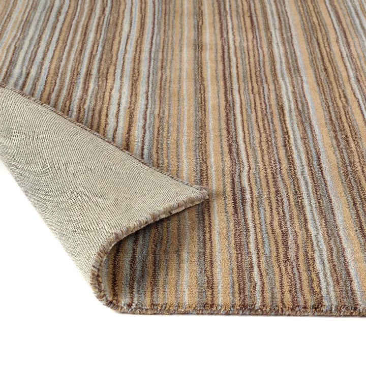 Origins Fine Stripes Beige Hand Loom Woven 100% Wool Rug - beUNIQ - beige wool rug - 067X200 - colourful striped rug
