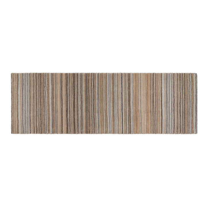 Origins Fine Stripes Beige Hand Loom Woven 100% Wool Rug - beUNIQ - beige wool rug - 067X200 - colourful striped rug