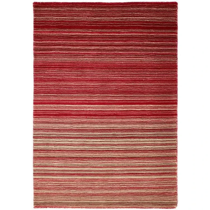 Origins Fine Stripes Red Hand Woven 100% Wool Rug - beUNIQ - Created by Product Upload - 80x150 - hand woven carpet