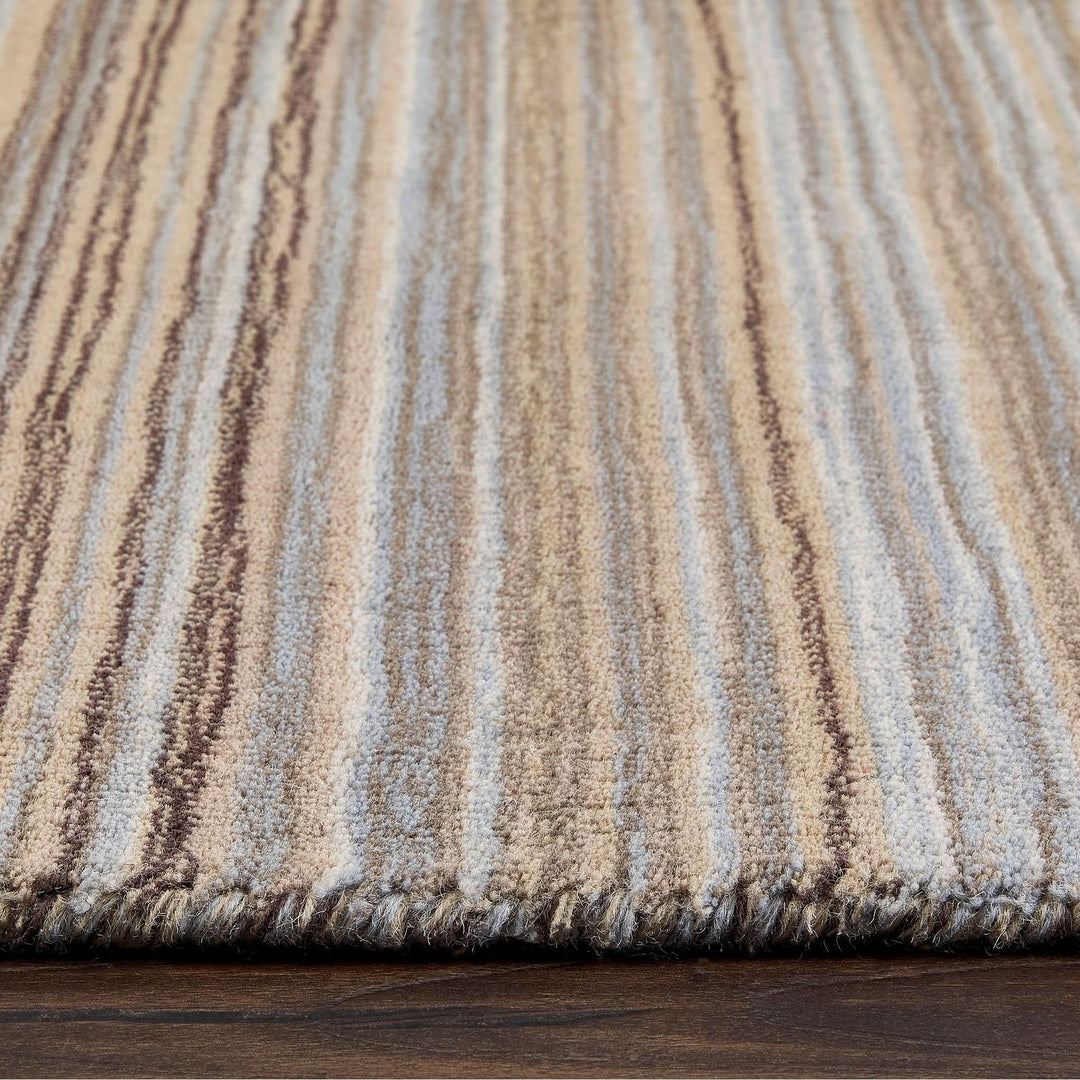 Origins Fine Stripes Beige Hand Loom Woven 100% Wool Rug - beUNIQ - beige wool rug - 80x150 - colourful striped rug