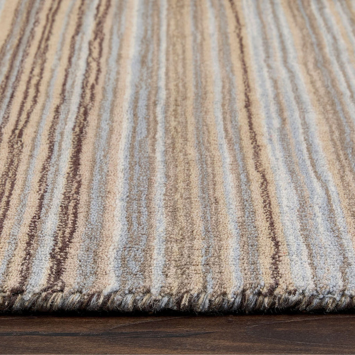 Origins Fine Stripes Beige Hand Loom Woven 100% Wool Rug - beUNIQ - beige wool rug - 80x150 - colourful striped rug
