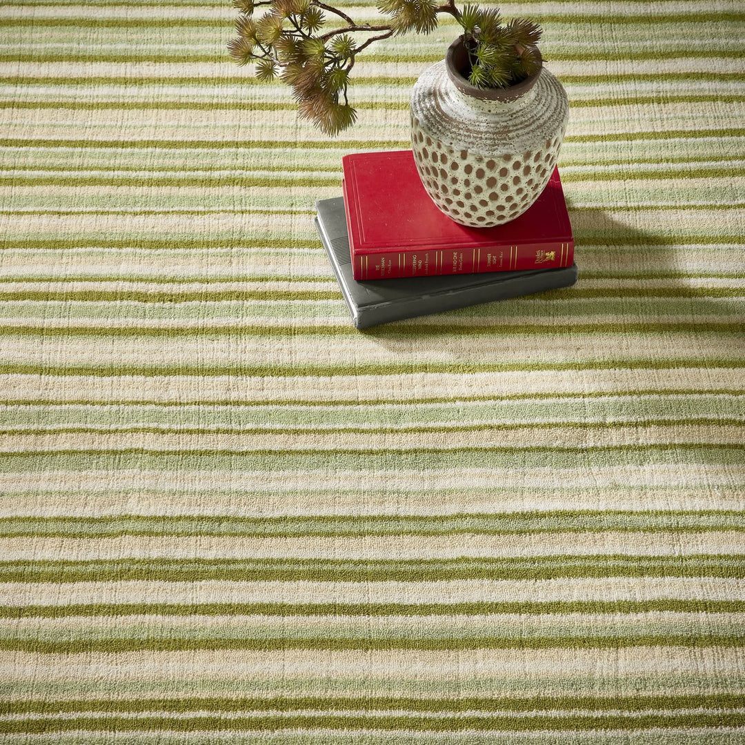 Origins Fine Stripes Green Patterned Area Rug - beUNIQ - contemporary area rug - 67x200 - Created by Product Upload