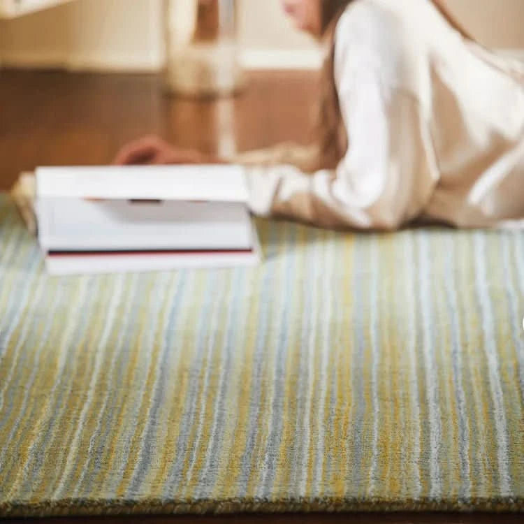 Origins Fine Stripes Ochre Hand Loomed 100% Wool Rug - beUNIQ - Created by Product Upload - 80x150 - hand loomed rug