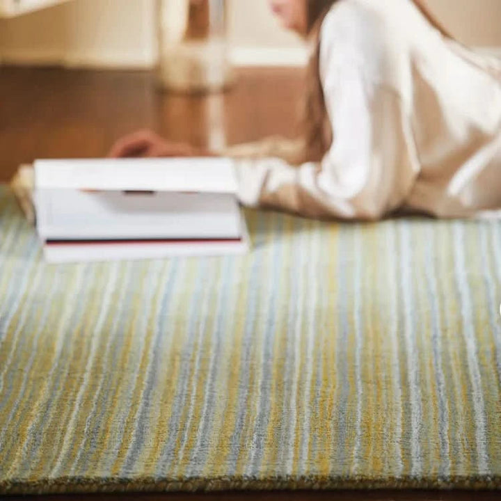 Origins Fine Stripes Ochre Hand Loomed 100% Wool Rug - beUNIQ - Created by Product Upload - 80x150 - hand loomed rug