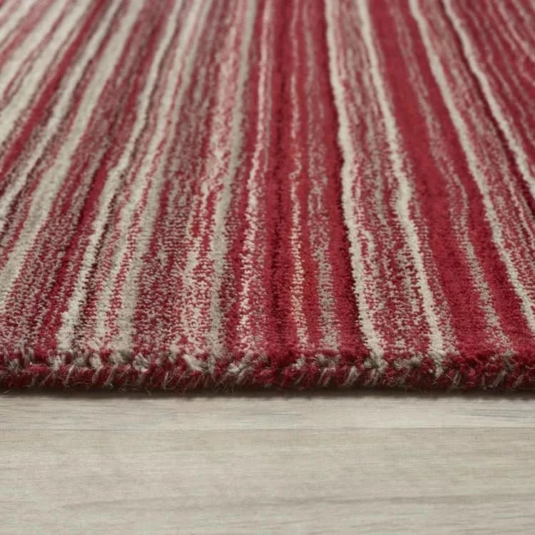 Origins Fine Stripes Red Hand Woven 100% Wool Rug - beUNIQ - Created by Product Upload - 067x200 - hand woven carpet