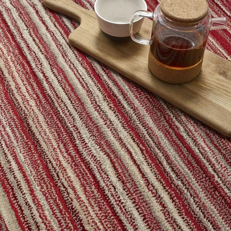 Origins Fine Stripes Red Hand Woven 100% Wool Rug - beUNIQ - Created by Product Upload - 067x200 - hand woven carpet