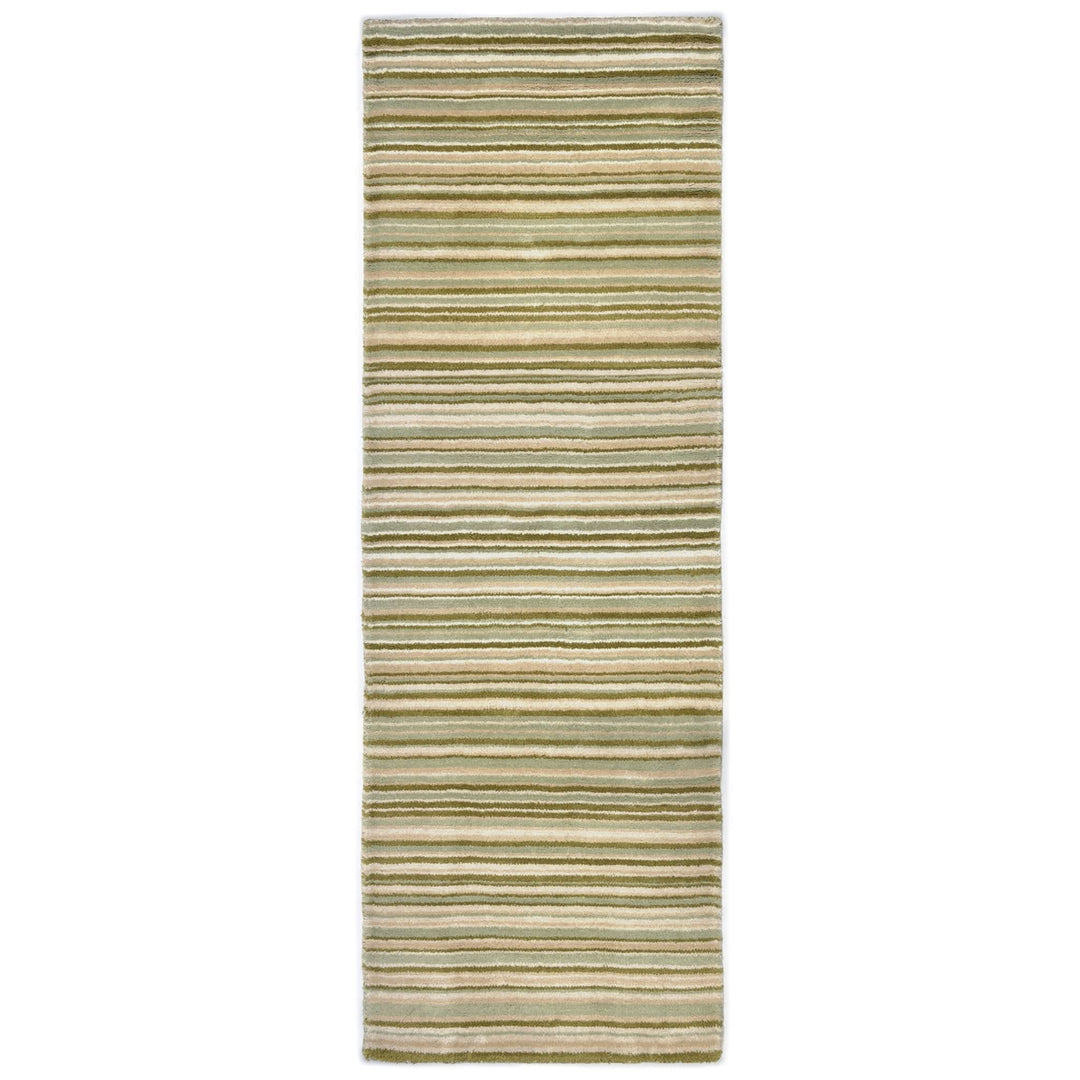 Origins Fine Stripes Green Patterned Area Rug - beUNIQ - contemporary area rug - 67x200 - Created by Product Upload