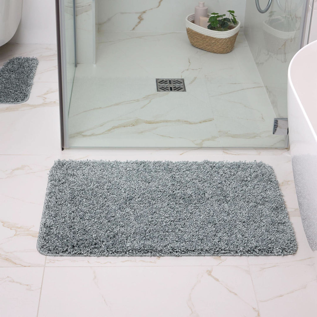 Buddy Bath Fleck Blue Shaggy Non - Slip Washable Bathroom Mat - beUNIQ - bathroom runner - 50X45 PED - Created by Product Upload