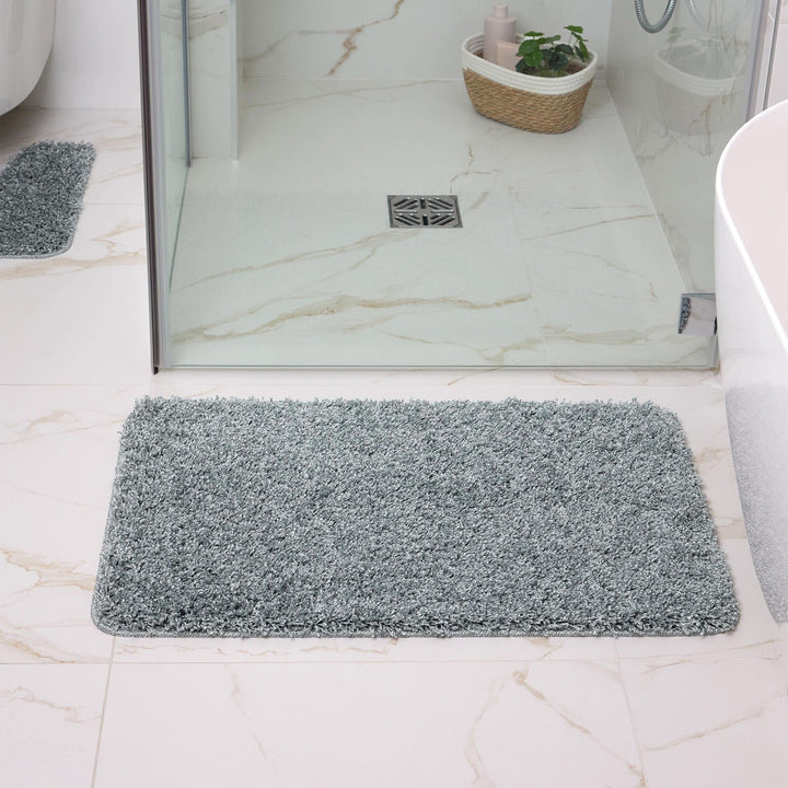 Buddy Bath Fleck Blue Shaggy Non - Slip Washable Bathroom Mat - beUNIQ - bathroom runner - 50X45 PED - Created by Product Upload