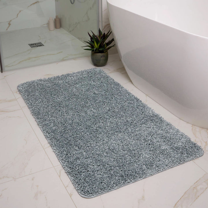 Buddy Bath Fleck Blue Shaggy Non - Slip Washable Bathroom Mat - beUNIQ - bathroom runner - 50X45 PED - Created by Product Upload