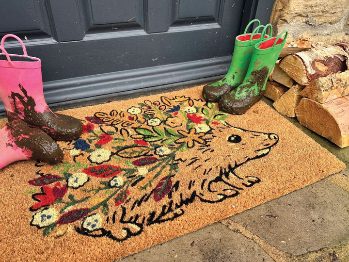 My Mat Floral Hedgehog Printed Coir Doormat 45x75cm - beUNIQ - coir doormat - Created by Product Upload
