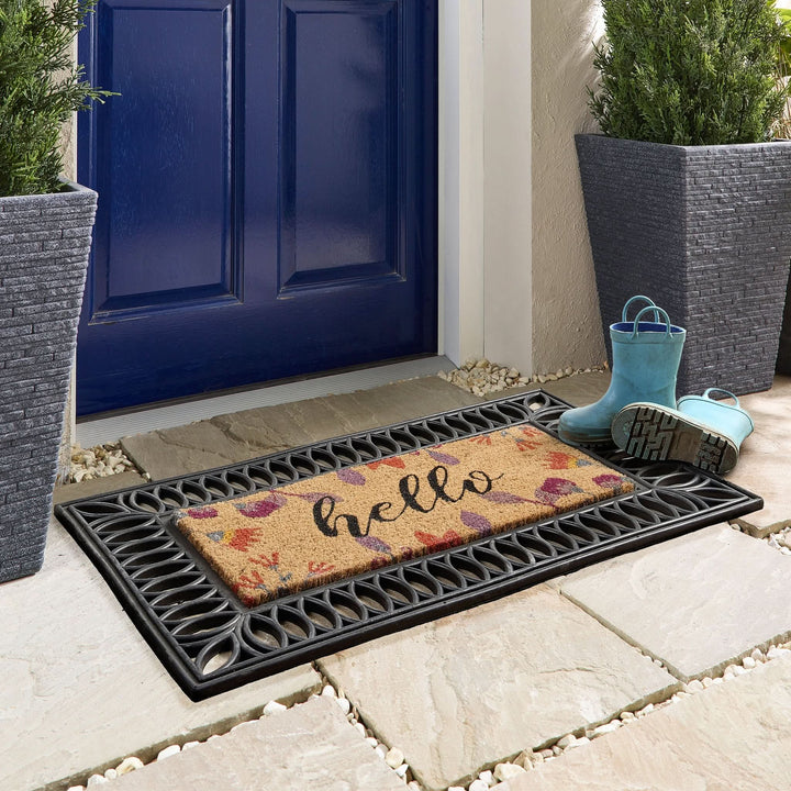 My Mat Floral Hello Coir Door Mat Insert 23x53cm - beUNIQ - coir door mat insert - Created by Product Upload