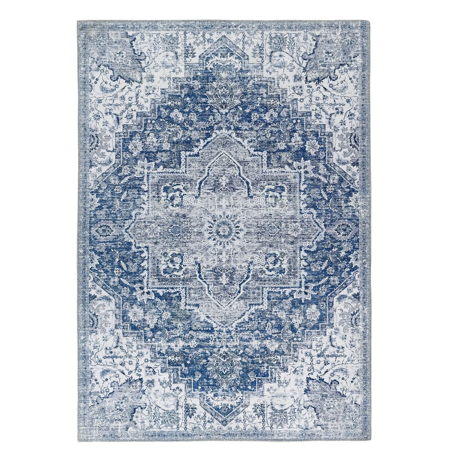 Origins Washable Garda Blue Floral Medallion Rug for Busy Homes - beUNIQ - blue floral rug - 080x150 - Created by Product Upload