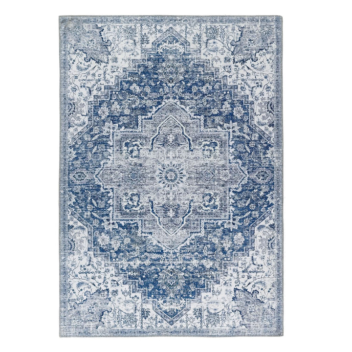 Origins Washable Garda Blue Floral Medallion Rug for Busy Homes - beUNIQ - blue floral rug - 080x150 - Created by Product Upload