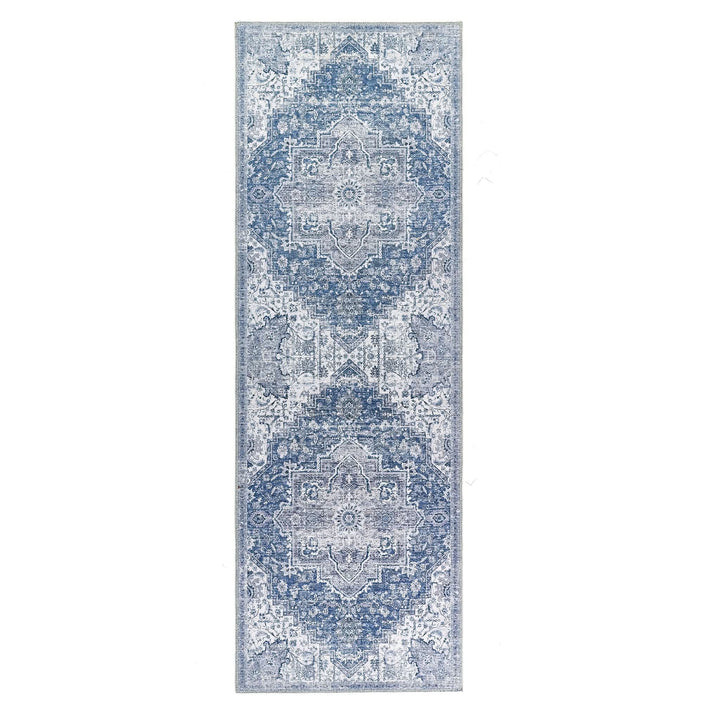 Origins Washable Garda Blue Floral Medallion Rug for Busy Homes - beUNIQ - blue floral rug - 067x200 - Created by Product Upload