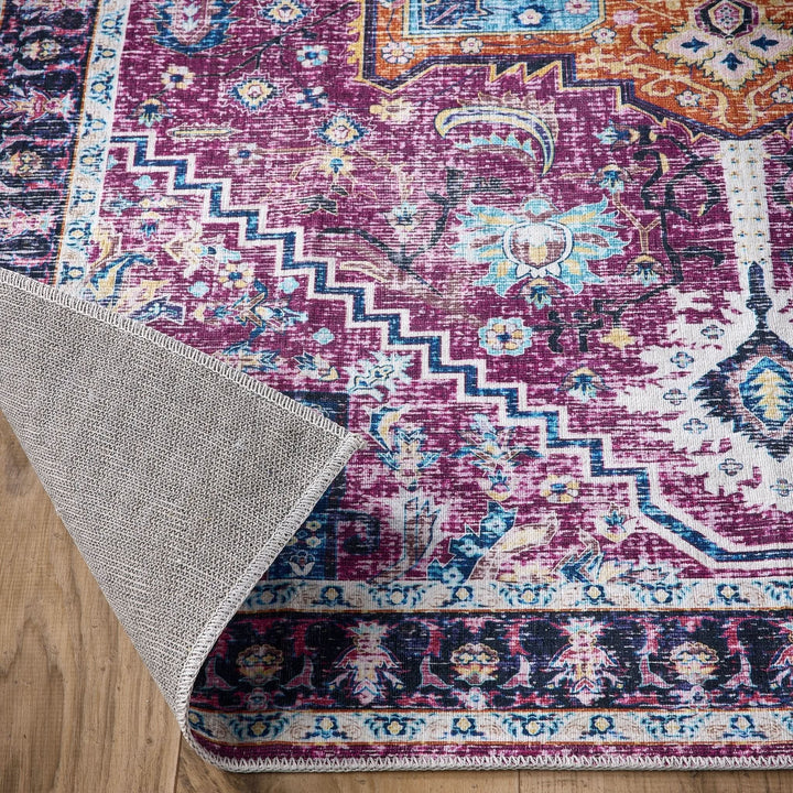 Origins Granada Washable Rug Ruby Red Vintage Style - beUNIQ - Created by Product Upload - 67x200 cm - high traffic rug
