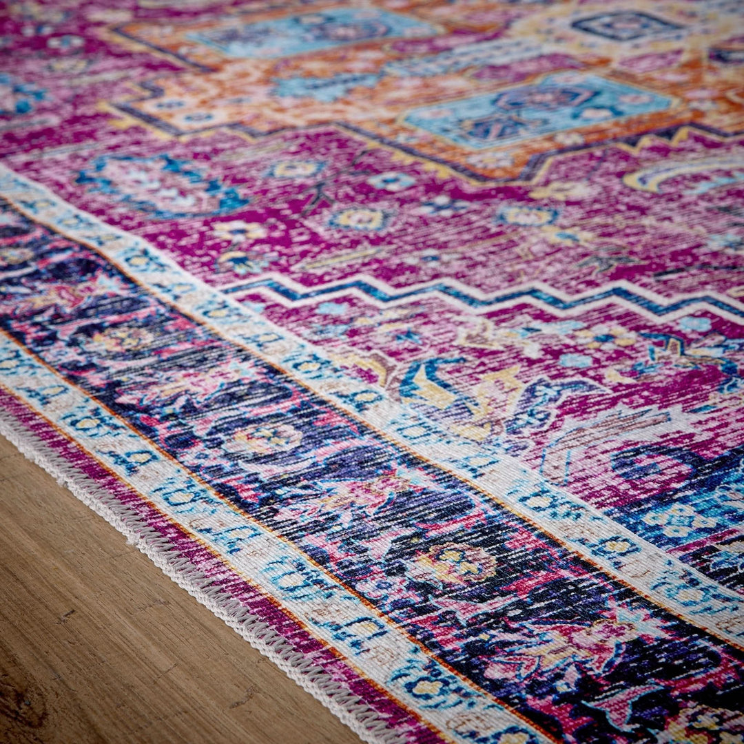 Origins Granada Washable Rug Ruby Red Vintage Style - beUNIQ - Created by Product Upload - 67x200 cm - high traffic rug