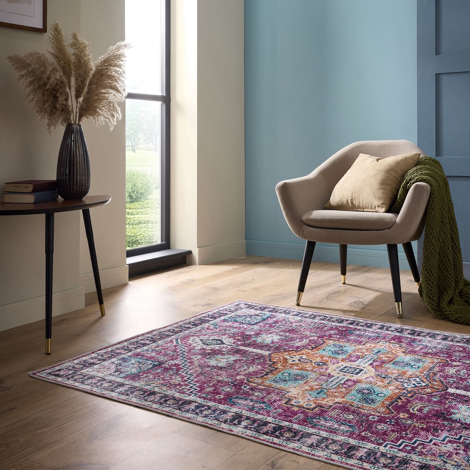 Origins Granada Washable Rug Ruby Red Vintage Style - beUNIQ - Created by Product Upload - 80x150 - high traffic rug