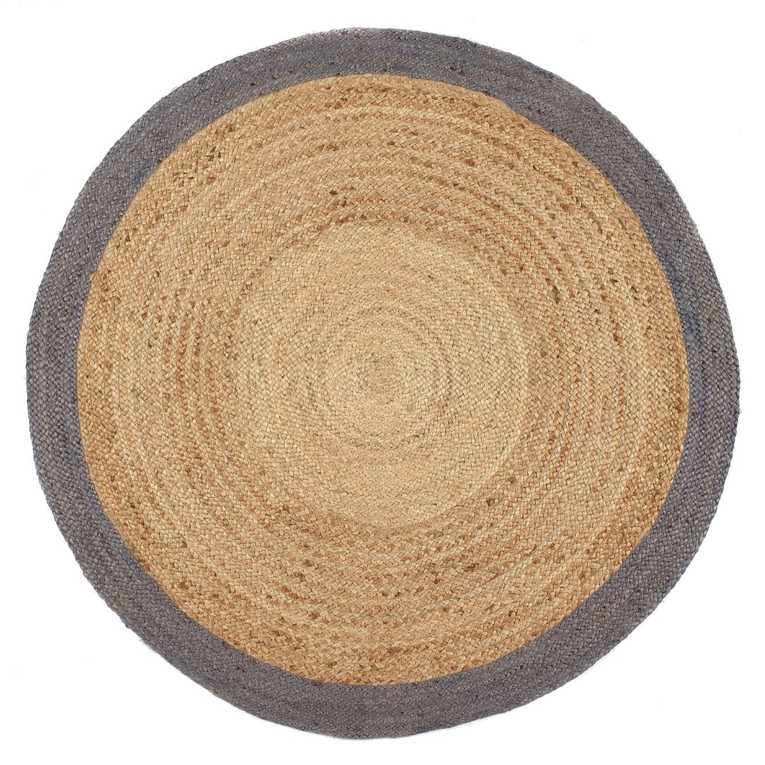 Origins Hand Braided Jute Rug with Grey Border Detail - beUNIQ - circular jute rug - 150X150 Circle - Created by Product Upload