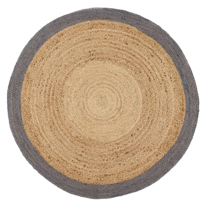 Origins Hand Braided Jute Rug with Grey Border Detail - beUNIQ - circular jute rug - 150X150 Circle - Created by Product Upload
