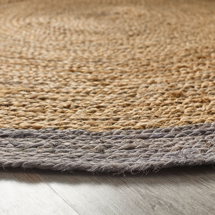 Origins Hand Braided Jute Rug with Grey Border Detail - beUNIQ - circular jute rug - 150X150 Circle - Created by Product Upload
