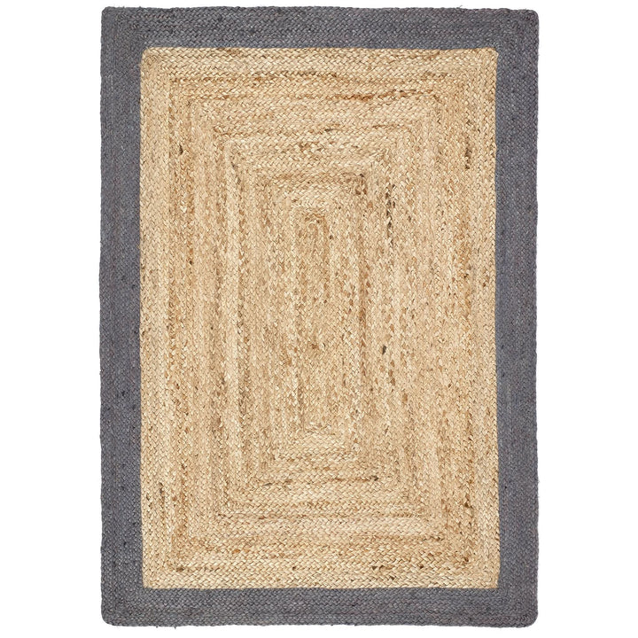 Origins Hand Braided Jute Rug with Grey Border Detail - beUNIQ - circular jute rug - 80x150 - Created by Product Upload