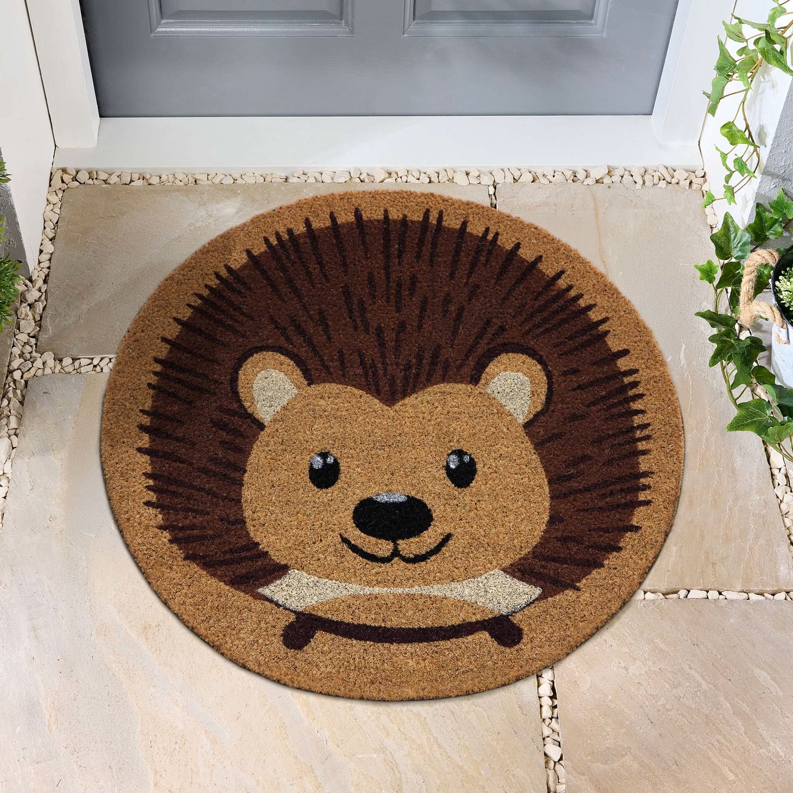 My Mat Printed Coir Doormat Hedgehog Design 60cm Round - beUNIQ - coir doormat - Created by Product Upload