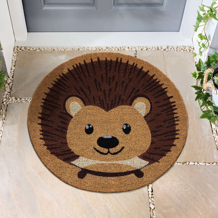 My Mat Printed Coir Doormat Hedgehog Design 60cm Round - beUNIQ - coir doormat - Created by Product Upload