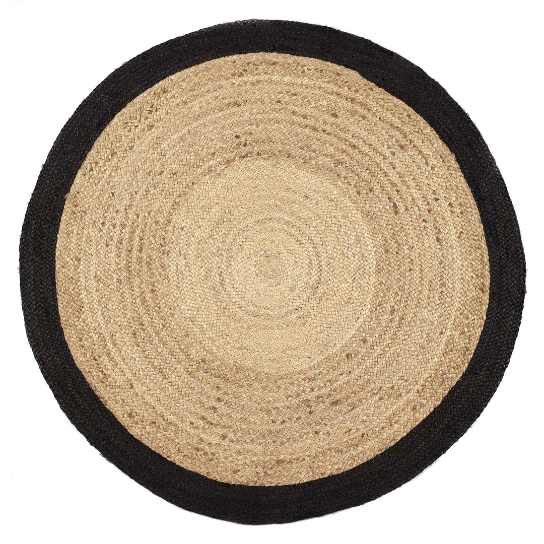 Origins Jute Border Black Hand Braided Area Rug - beUNIQ - black border rug - 150XCIR - Created by Product Upload