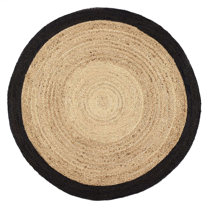Origins Jute Border Black Hand Braided Area Rug - beUNIQ - black border rug - 150XCIR - Created by Product Upload
