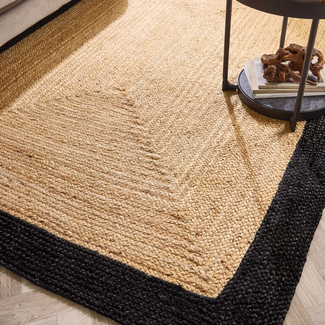 Origins Jute Border Black Hand Braided Area Rug - beUNIQ - black border rug - 080X150 - Created by Product Upload