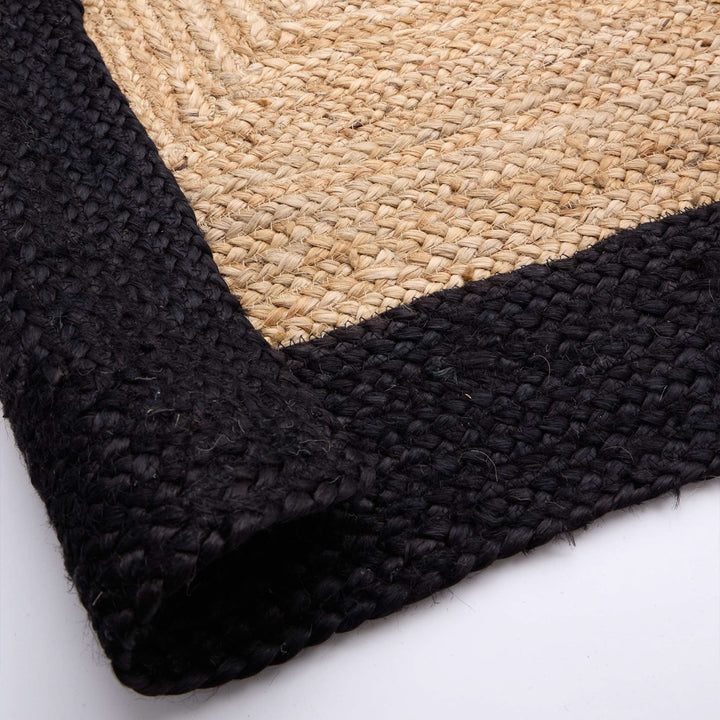 Origins Jute Border Black Hand Braided Area Rug - beUNIQ - black border rug - 150XCIR - Created by Product Upload