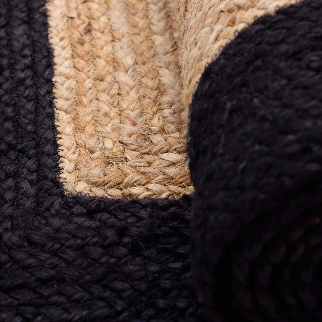 Origins Jute Border Black Hand Braided Area Rug - beUNIQ - black border rug - 150XCIR - Created by Product Upload