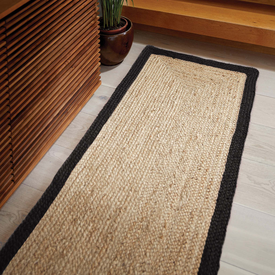 Origins Jute Border Black Hand Braided Area Rug - beUNIQ - black border rug - 067X200 - Created by Product Upload