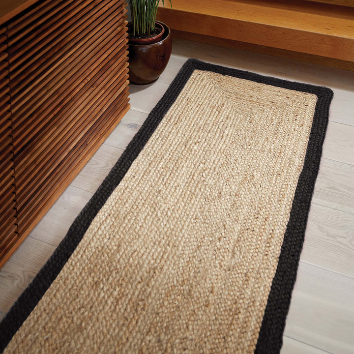 Origins Jute Border Black Hand Braided Area Rug - beUNIQ - black border rug - 067X200 - Created by Product Upload