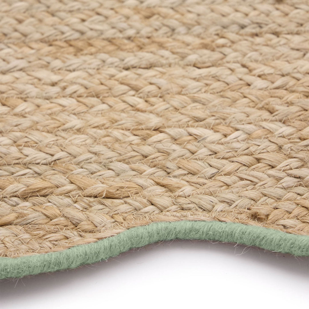 Origins Jute Rug Scalloped Edge with Green Border - beUNIQ - Created by Product Upload - 67x200 - Green Wool Border Rug