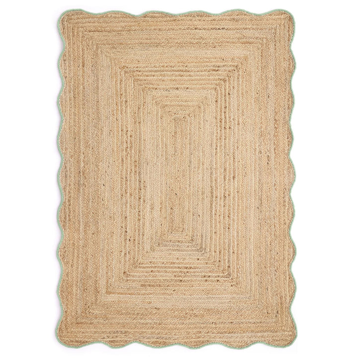 Origins Jute Rug Scalloped Edge with Green Border - beUNIQ - Created by Product Upload - 120x170 - Green Wool Border Rug