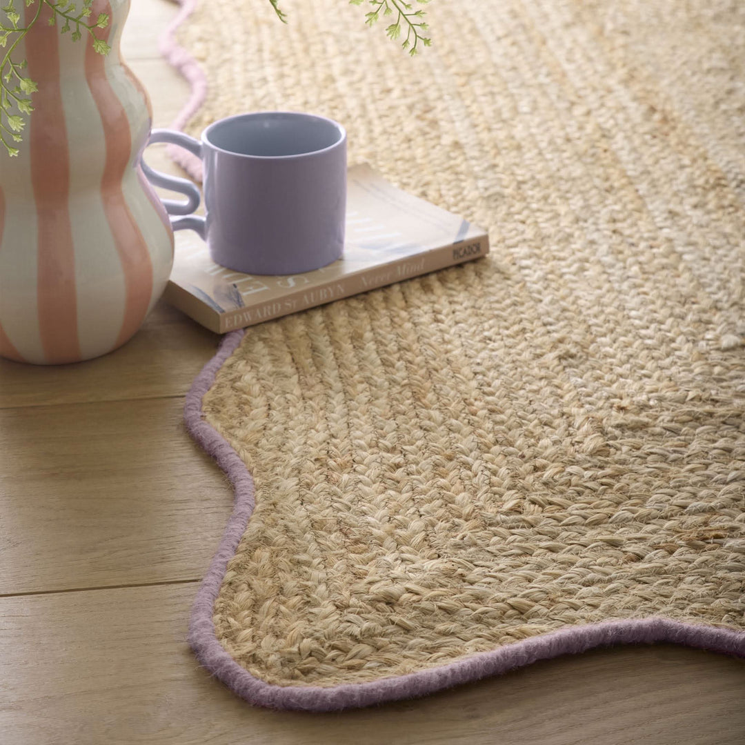 Origins Jute Scalloped Edge Rug Lilac Handwoven - beUNIQ - Created by Product Upload - 67x200 - handwoven rug