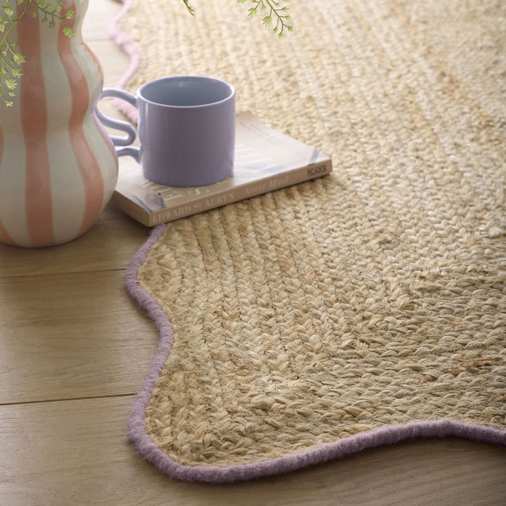 Origins Jute Scalloped Edge Rug Lilac Handwoven - beUNIQ - Created by Product Upload - 67x200 - handwoven rug